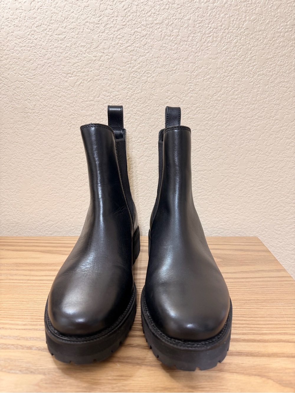 rag & bone Black Leather Corey Chelsea Lug Sole Ankle Boots - Picture 3 of 5